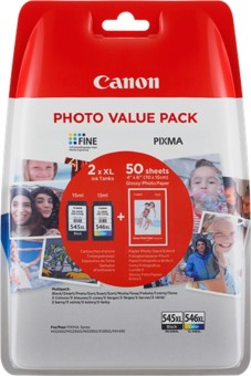 Sada originlnch npl Canon PG-545XL+CL-546XL (ierna a farebn) + fotopapier